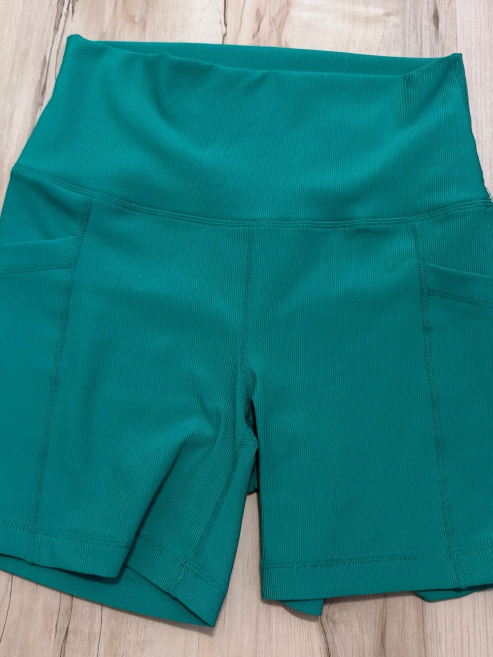 90 Degree By Reflex Teal High-Waist Pocketed Athletic Shorts